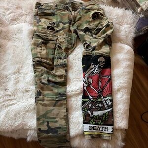 Camouflage Cargo Pants with Graphic Design